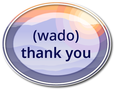 ᏩᏙ, wado, Thank you, mountains, logo, spinner